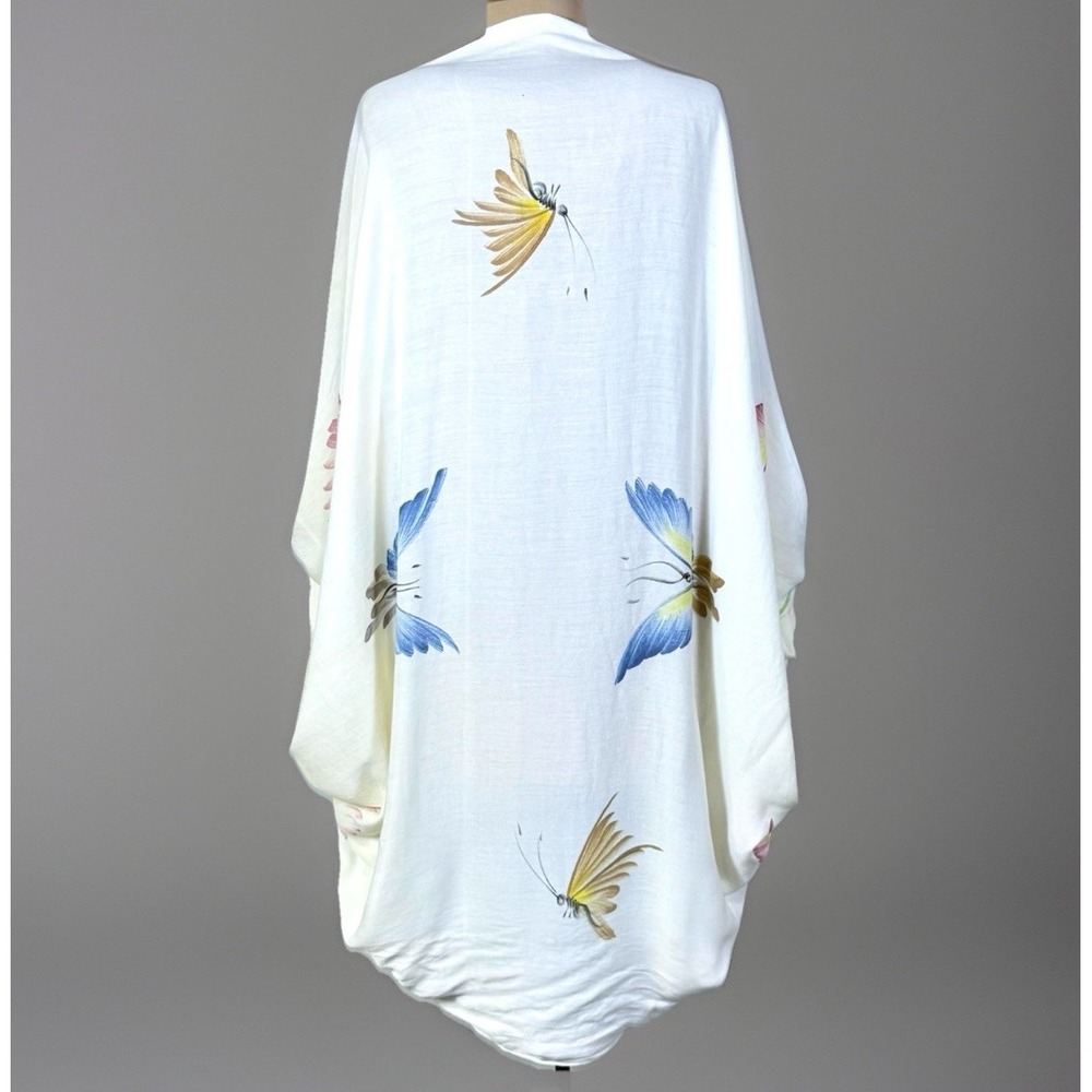 Large Bohemian Butterfly‎ Soft Shawl Wrap With Fringe Distressed 43" X 60" READ